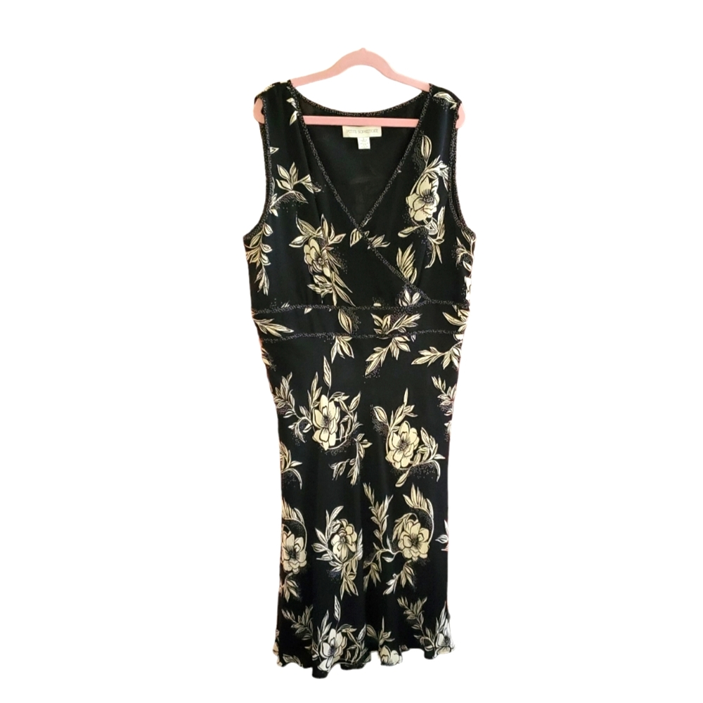 Silk Black Ivory Dress 12 Event Occasion Glam